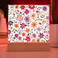 Mexican Floral Fiesta Pattern 005 - Square Acrylic Plaque With LED Base