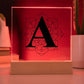 Magnolia Mandala Alphabet Letter A - Square Acrylic Plaque With LED Base