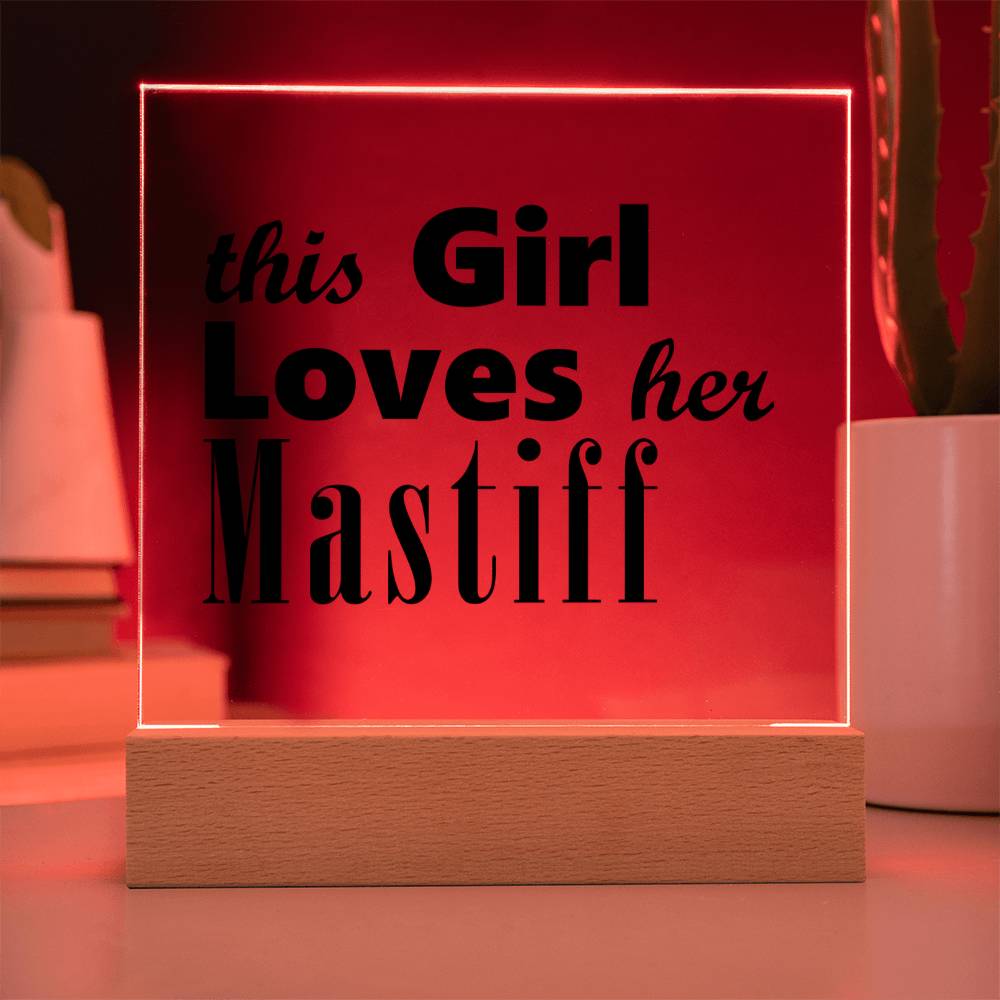 Mastiff - Square Acrylic Plaque With LED Base