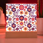 Mexican Floral Fiesta Pattern 002 - Square Acrylic Plaque With LED Base