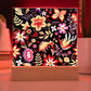 Mexican Floral Fiesta Pattern 037 - Square Acrylic Plaque With LED Base