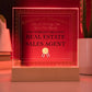 World's Greatest Real Estate Sales Agent - Square Acrylic Plaque With LED Base