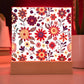 Mexican Floral Fiesta Pattern 026 - Square Acrylic Plaque With LED Base