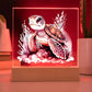Cute Sea Turtle 015 - Square Acrylic Plaque With LED Base