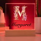 Margaret (Lavender Flowers) - Square Acrylic Plaque With LED Base