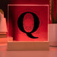 Magnolia Mandala Alphabet Letter Q - Square Acrylic Plaque With LED Base