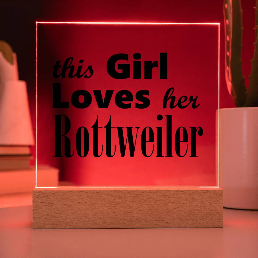 Rottweiler - Square Acrylic Plaque With LED Base