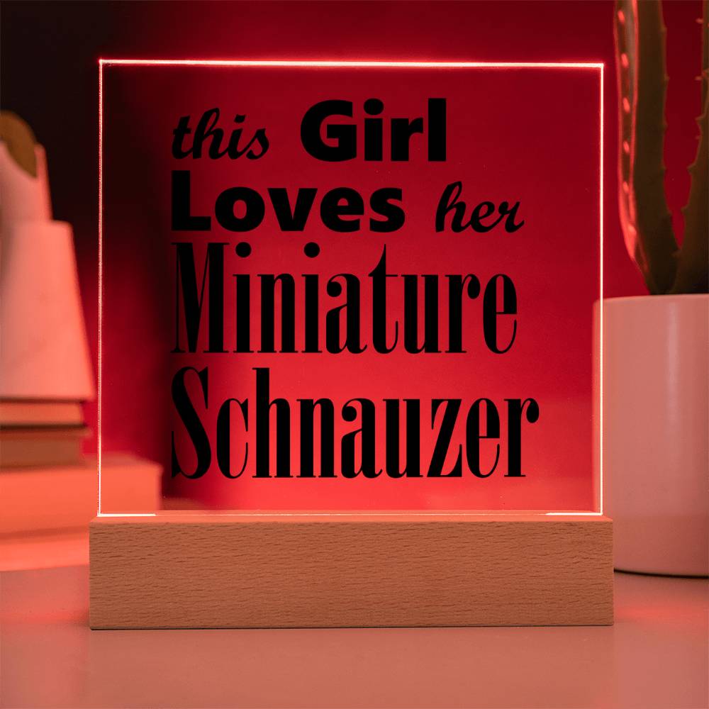Miniature Schnauzer - Square Acrylic Plaque With LED Base