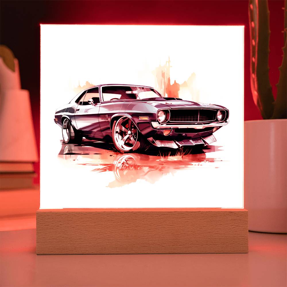 Muscle Car 03 - Square Acrylic Plaque With LED Base
