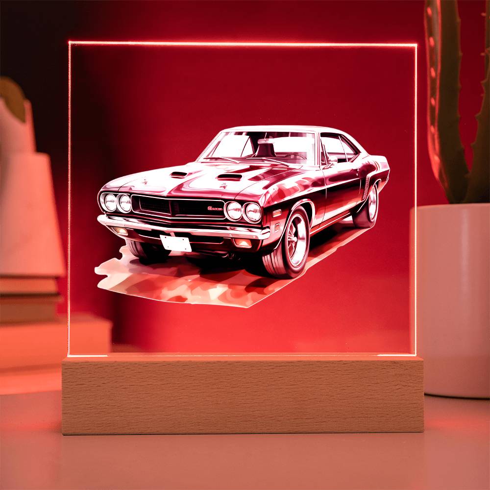 Muscle Car 10 - Square Acrylic Plaque With LED Base