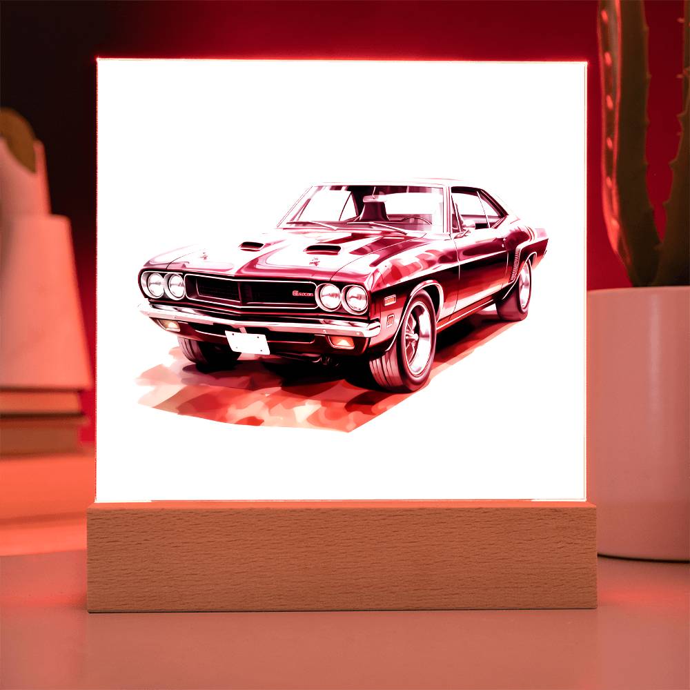 Muscle Car 10 - Square Acrylic Plaque With LED Base