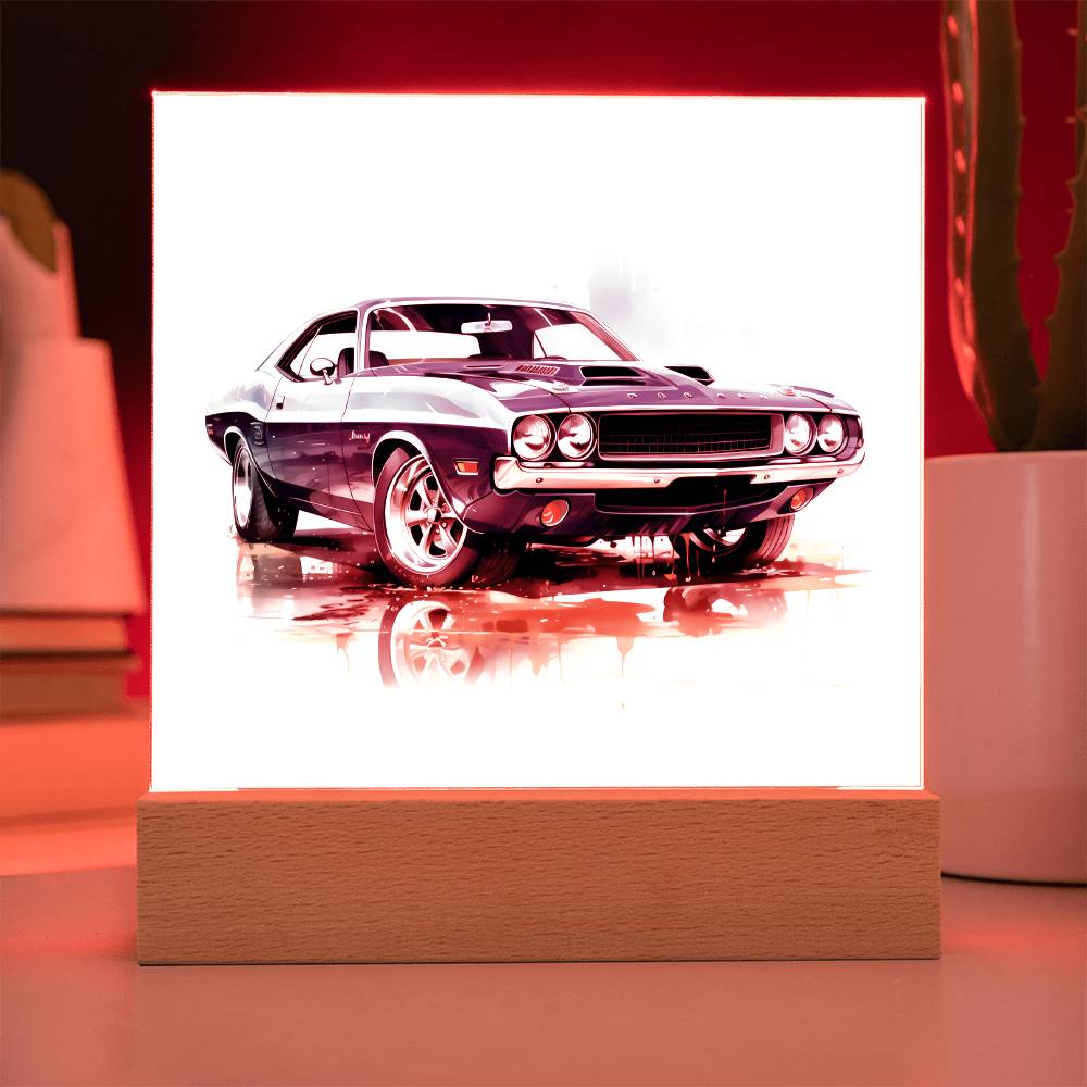 Muscle Car 02 - Square Acrylic Plaque With LED Base