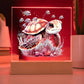 Cute Sea Turtle 001 - Square Acrylic Plaque With LED Base