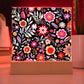 Mexican Floral Fiesta Pattern 060 - Square Acrylic Plaque With LED Base