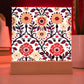 Mexican Floral Fiesta Pattern 043 - Square Acrylic Plaque With LED Base