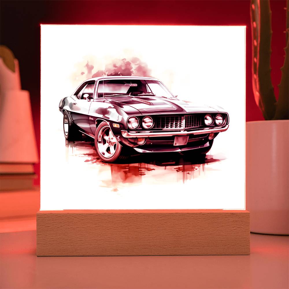 Muscle Car 13 - Square Acrylic Plaque With LED Base