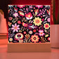 Mexican Floral Fiesta Pattern 055 - Square Acrylic Plaque With LED Base