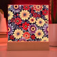 Mexican Floral Fiesta Pattern 045 - Square Acrylic Plaque With LED Base