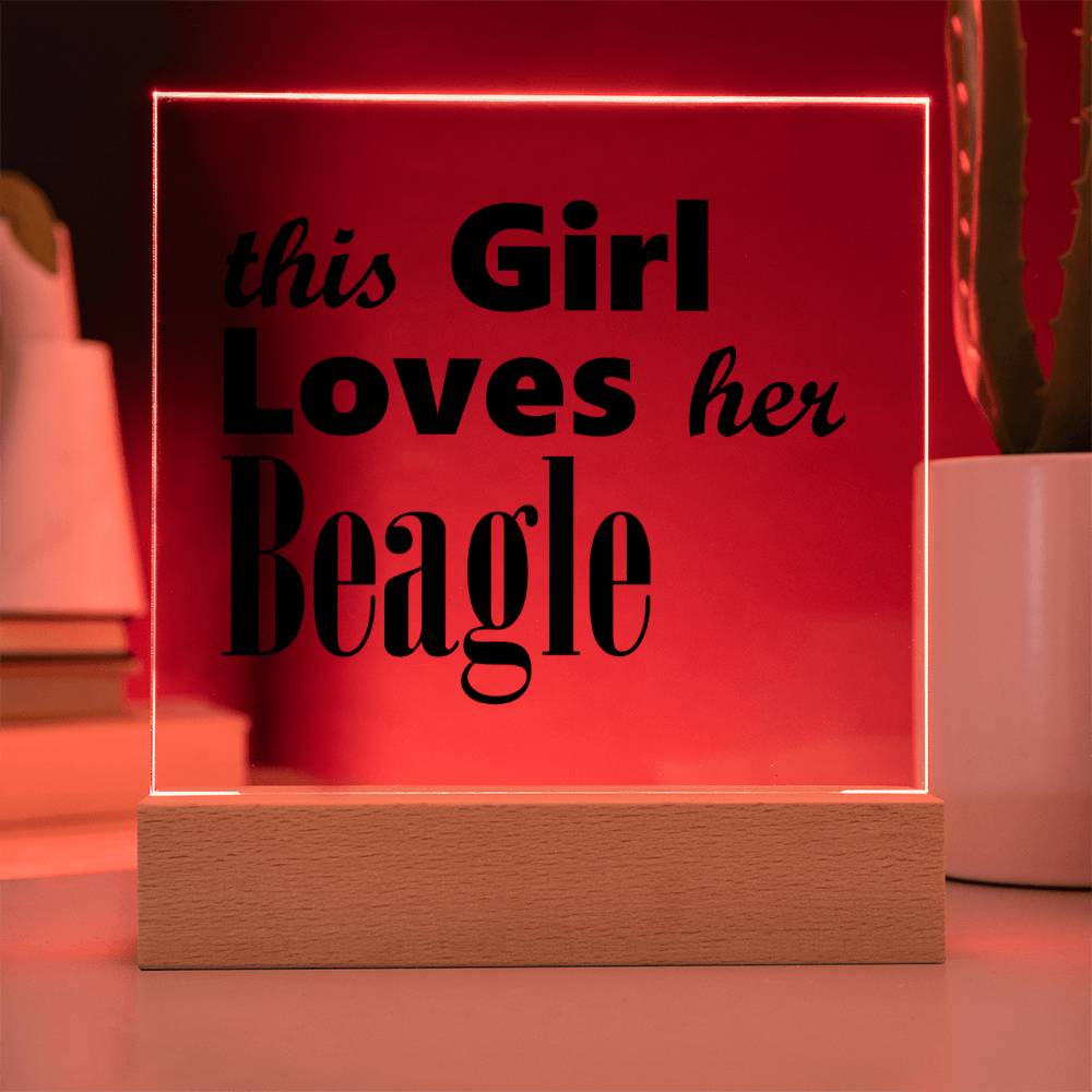 Beagle - Square Acrylic Plaque With LED Base