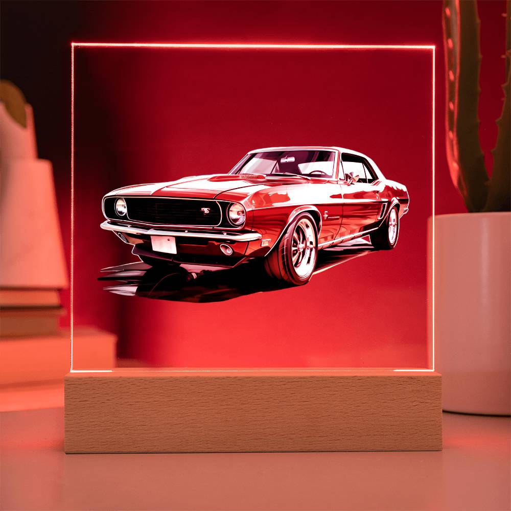 Muscle Car 01 - Square Acrylic Plaque With LED Base