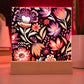 Mexican Floral Fiesta Pattern 052 - Square Acrylic Plaque With LED Base