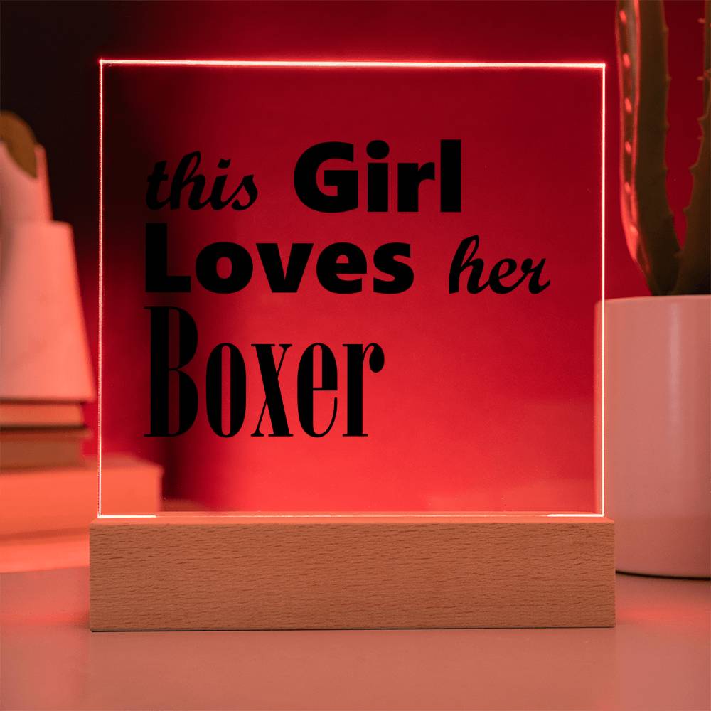 Boxer - Square Acrylic Plaque With LED Base