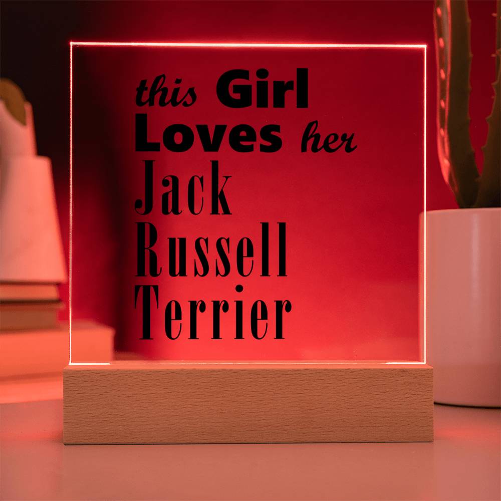 Jack Russell Terrier - Square Acrylic Plaque With LED Base