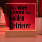 Golden Retriever - Square Acrylic Plaque With LED Base
