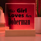 Doberman - Square Acrylic Plaque With LED Base