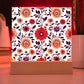 Mexican Floral Fiesta Pattern 040 - Square Acrylic Plaque With LED Base