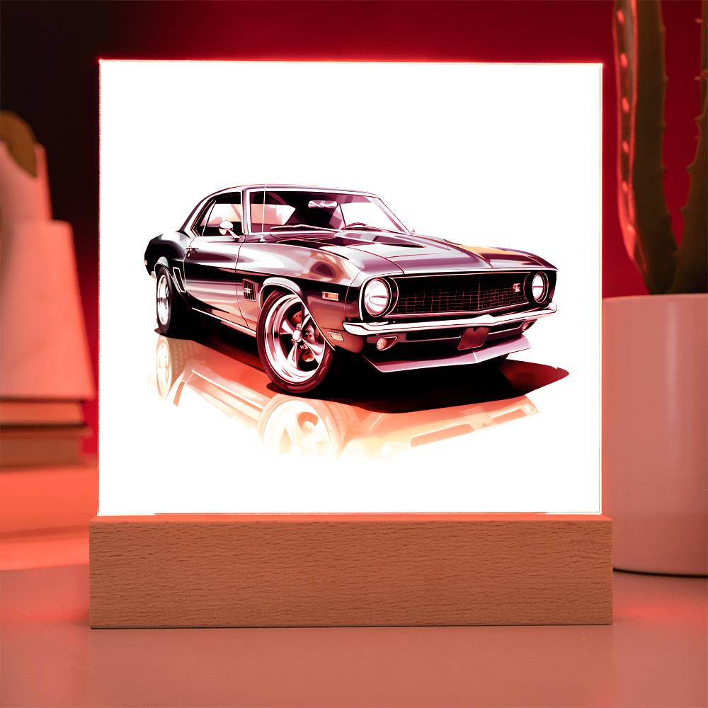 Muscle Car 11 - Square Acrylic Plaque With LED Base