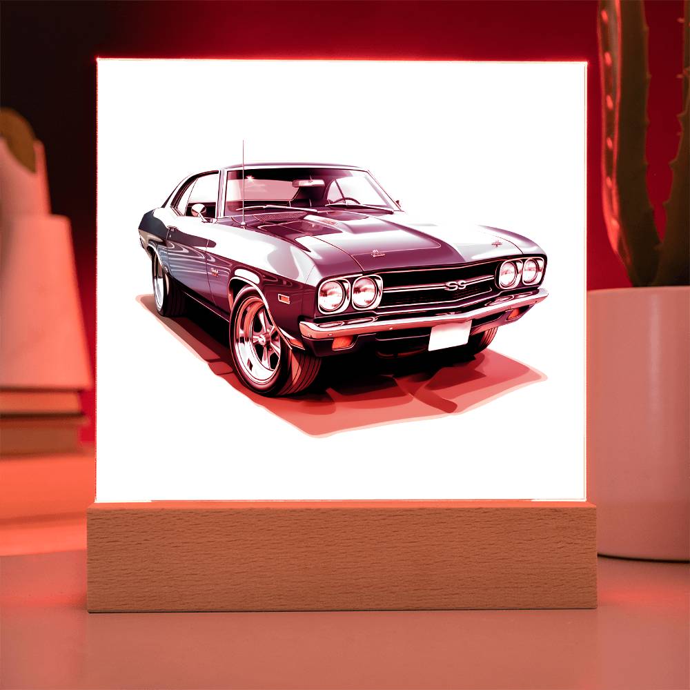 Muscle Car 05 - Square Acrylic Plaque With LED Base
