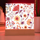 Mexican Floral Fiesta Pattern 019 - Square Acrylic Plaque With LED Base