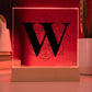 Magnolia Mandala Alphabet Letter W - Square Acrylic Plaque With LED Base