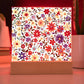Mexican Floral Fiesta Pattern 009 - Square Acrylic Plaque With LED Base