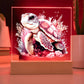 Cute Sea Turtle 012 - Square Acrylic Plaque With LED Base