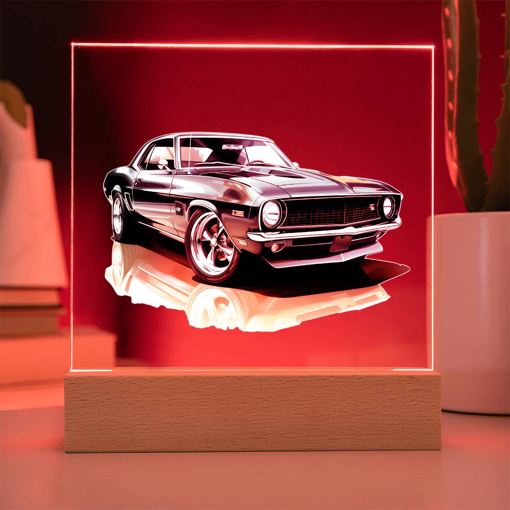 Muscle Car 11 - Square Acrylic Plaque With LED Base
