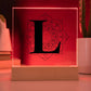 Magnolia Mandala Alphabet Letter L - Square Acrylic Plaque With LED Base