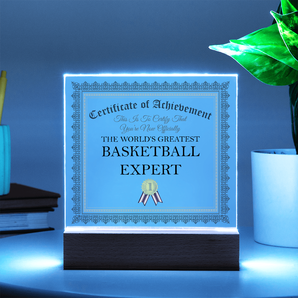 World's Greatest Basketball Expert - Square Acrylic Plaque With LED Lights