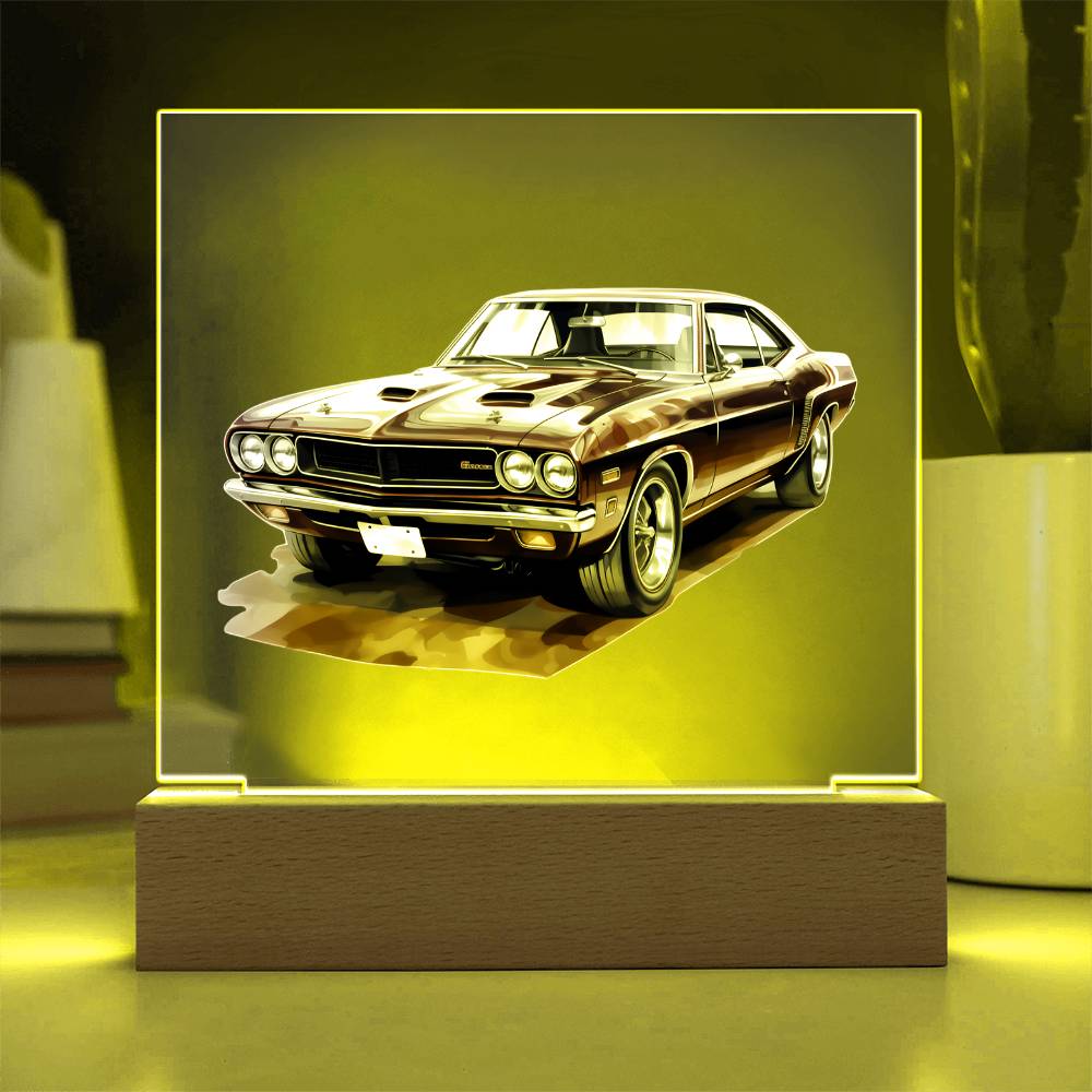 Muscle Car 10 - Square Acrylic Plaque With LED Base