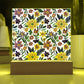 Mexican Floral Fiesta Pattern 064 - Square Acrylic Plaque With LED Base