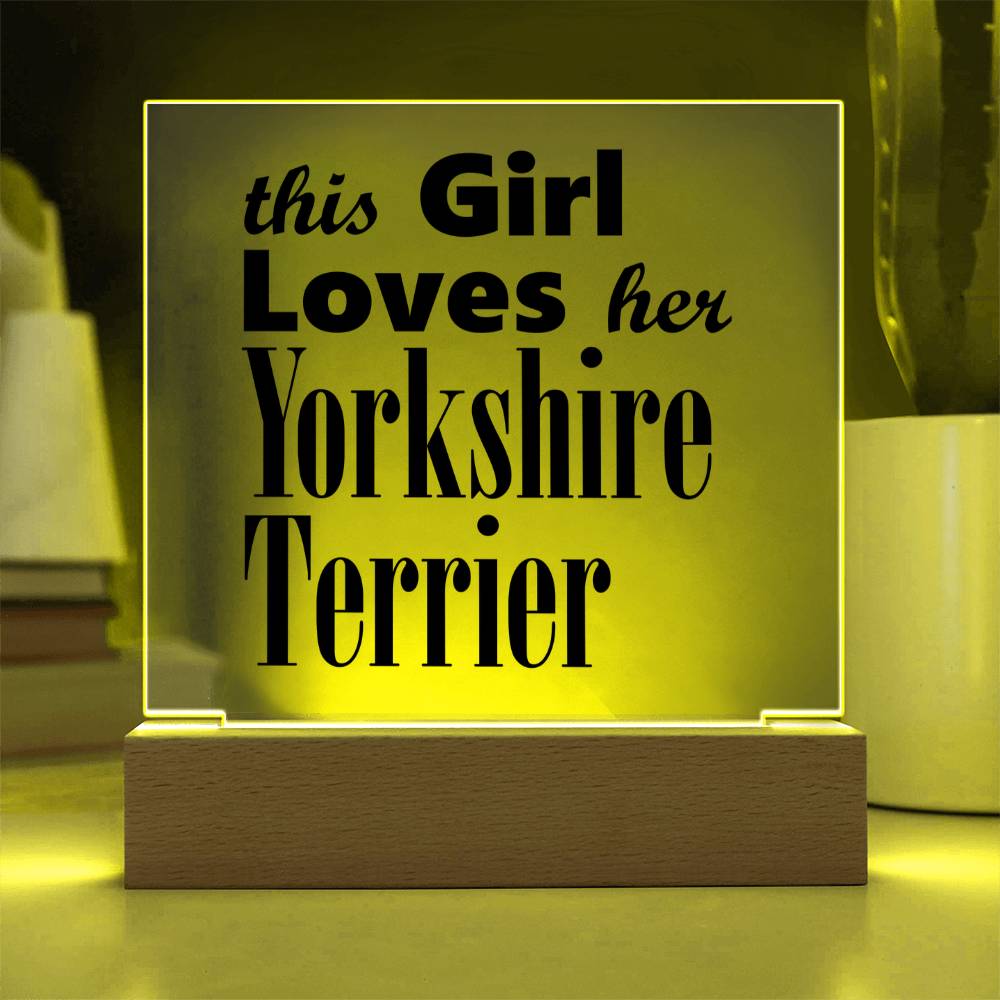 Yorkshire Terrier - Square Acrylic Plaque With LED Base