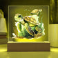 Cute Sea Turtle 008 - Square Acrylic Plaque With LED Base