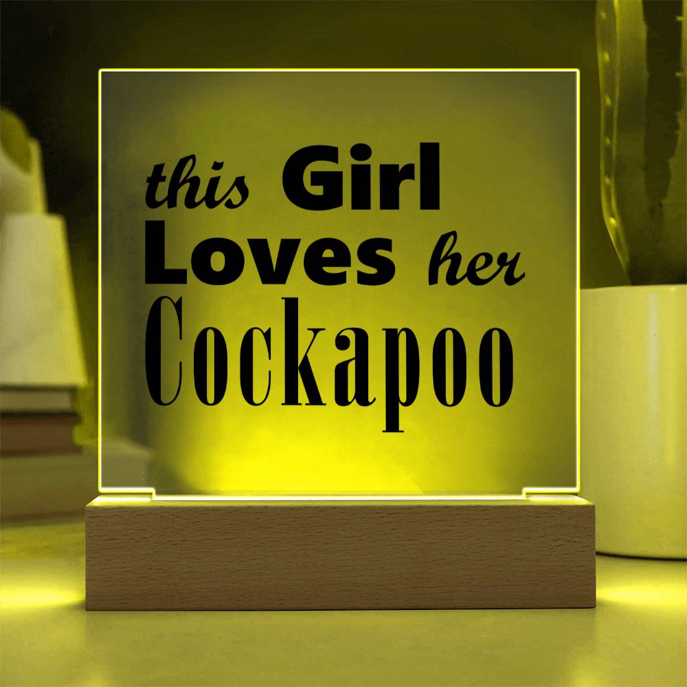 Cockapoo - Square Acrylic Plaque With LED Base