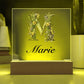 Marie (Lavender Flowers) - Square Acrylic Plaque With LED Base