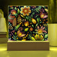 Mexican Floral Fiesta Pattern 056 - Square Acrylic Plaque With LED Base