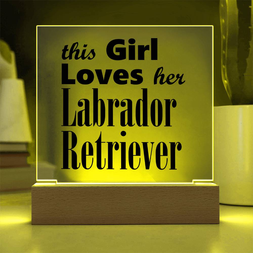 Labrador Retriever - Square Acrylic Plaque With LED Base