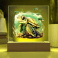 Cute Sea Turtle 002 - Square Acrylic Plaque With LED Base
