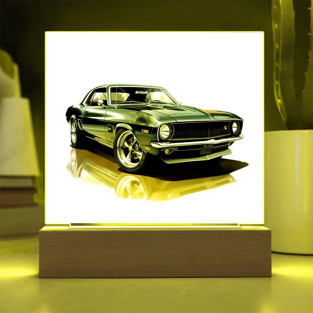 Muscle Car 11 - Square Acrylic Plaque With LED Base