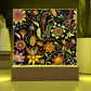 Mexican Floral Fiesta Pattern 059 - Square Acrylic Plaque With LED Base